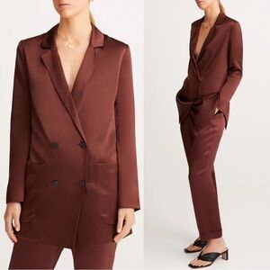 Sleeping With Jacques Silk Lenny Blazer Size Small NWT Chocolate Brown